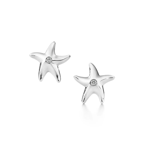 Серьги из серебра 925 с бриллиантами, Tiffany💠В виде морских звёзд. В наличии