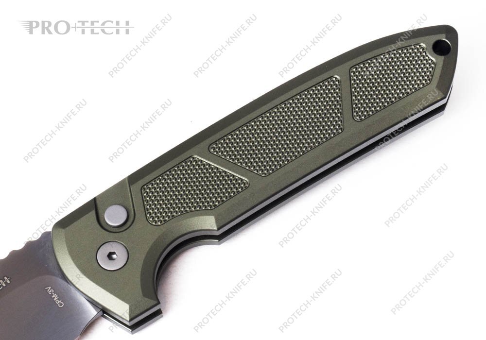 Нож Pro-Tech Rockeye Textured Green Smoky Gray DLC 3V Exclusive - фотография 