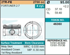 Поршень двигателя TEIKIN 46360 0.50 (4шт/упак)