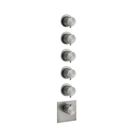 Gessi 316 54510#239 Встраиваемый термостатический смеситель на 5 источников, резьба 3/4" (внешние части), цвет: steel brushed