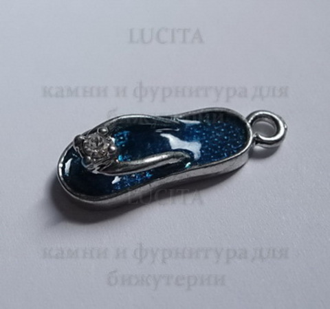 Подвеска с эмалью "Пляжный тапочек" 19 мм (цвет - платина) ()