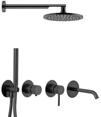 Remer X Style X96D3SETCFP Душевая система, цвет: черный хром брашированный