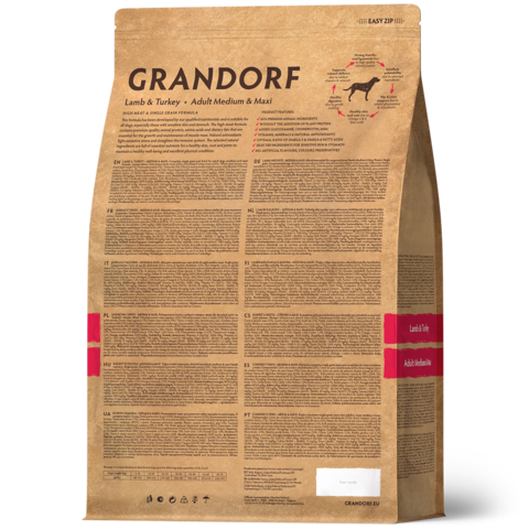 GRANDORF Ягнёнок с индейкой Для средних и крупных пород