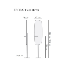 Зеркало ESPEJO PIE из ореха с полкой, на круглой мраморной основе