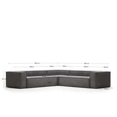 Угловой 6 местный диван Blok 320 x 320 cm серый вельвет