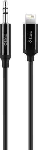 Кабель TTEC 3.5mm Aux - Lightning Sterio Premium Aux Cable, 1м, черный