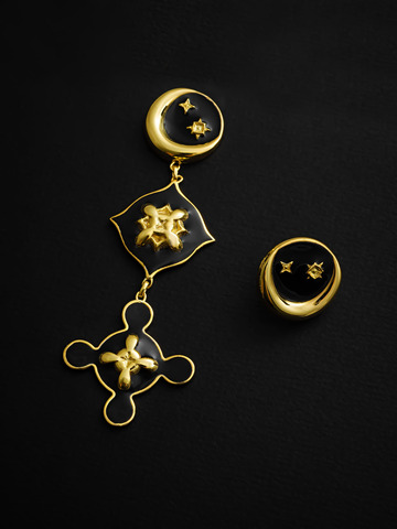 Моносерьга Андромеда, серебро 925, позолота 18k 5