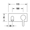 Duravit C.1 C11070003010 Смеситель для раковины скрытого монтажа (наружная часть), излив 174мм, цвет: хром