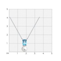 Колье из белого золота 585 пробы с топазом Swiss и жемчугом