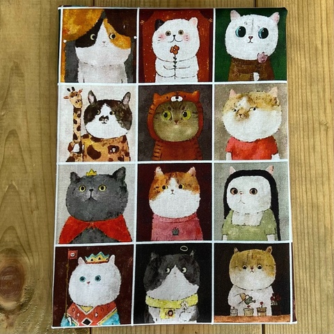 Купон 60x110 cm, ЗАБАВНЫЕ МИНИ КОШКИ, С ЖИРАФОМ, 12 рядов ОРАНЖЕВАЯ КЛЕТКА