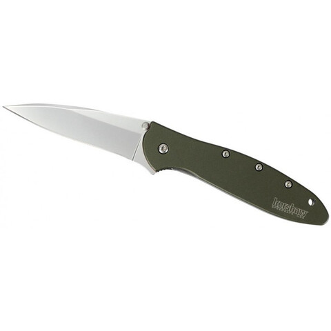 K1660OL Leek - нож склад., алюм. рук-ть оливк.,клинок Sandvik 14C28N