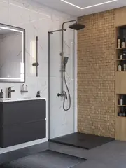 BelBagno UNO-L-1-TB-70-C-GM Душевая перегородка универсальная с односторонним входом, стекло прозрачное, профиль Оружейная сталь, 700x2000 мм фото
