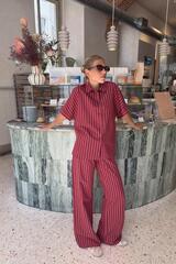 ZARA ШИРОКИЕ БРЮКИ В ПОЛОСКУ, ЦВЕТ ФУКСИИ