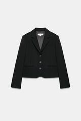 ZARA УКОРОЧЕННЫЙ БЛЕЙЗЕР С ЗАЩИПАМИ, ЧЕРНЫЙ