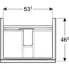 Geberit Acanto 500.609.JL.2 Тумба под раковину, 59.5x53.5x47.5см, песчаный глянец / матовый песочно-серый, песчаный глянец / глянцевое стекло