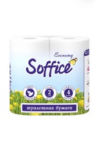 Туалетная бумага 4 рулона 2 слоя белая 12 SOFFICE Economy