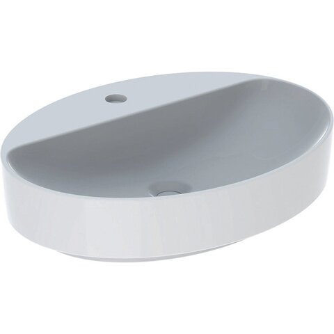 Geberit VariForm 500.773.01.2 Раковина с установкой на столешницу овальной формы, 60х45 см, с отв. под смеситель, без отв. перелива