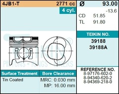 Поршень двигателя TEIKIN 39188A STD (4шт/упак)