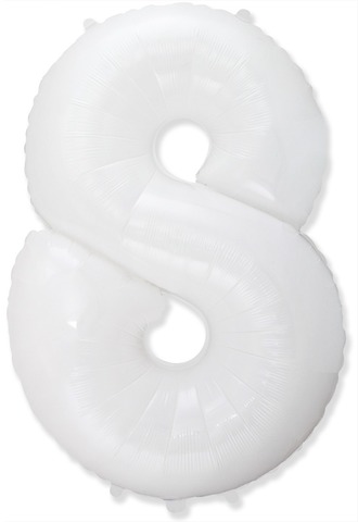 Шар (40''/102 см) Цифра, 8, Белый