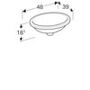 Geberit VariForm 500.750.01.2 Раковина с установкой под столешницу овальной формы, 42х33 см, без отв. под смеситель, без отв. перелива