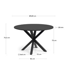 ARYA Круглый Ø 119 cm MDF стол со стальными черными ножками