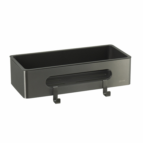 Lemark Shelf Line 9776045 Полка для душа прямая из нерж. стали с крючками, графит/вставка-пластик графит