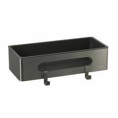 Lemark Shelf Line 9776045 Полка для душа прямая из нерж. стали с крючками, графит/вставка-пластик графит фото
