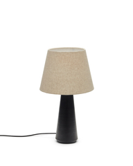 Torrent Металлическая настольная лампа с черной отделкой и льняным абажуром