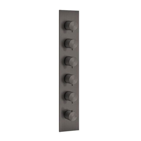 Gessi 316 54520#707 Встраиваемый термостатический смеситель на 5 источников, резьба 3/4" (внешние части), цвет: brushed black metal pvd