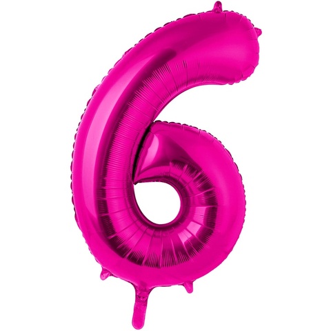 Цифра гелиевая 6 фуксия