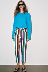 ZARA БРЮКИ MOM FIT В ПОЛОСКУ, РАЗНОЦВЕТНЫЙ