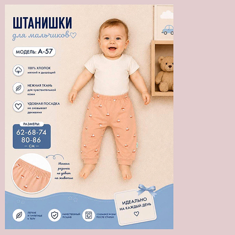 Штанишки хлопок м (62-86) 260815-R1520
