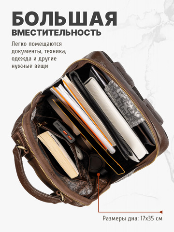 Кожаный мужской рюкзак коричневого цвета