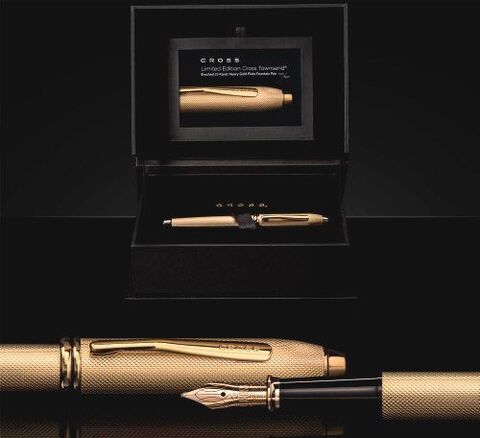 Ручка перьевая Cross Townsend 20th Anniversary Brushed 23KT Heavy Gold Plate LE (AT0046B-32MD)