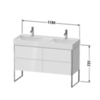 Duravit DuraSquare 23531200141 Раковина подвесная двойная без перелива, выпуск с керам покр, 2 отм. отв под смес, крепеж, 120х47см, покр WonderGliss, цвет белый
