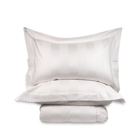 Постельное белье с одеялом из страйп-сатина Ritz | White