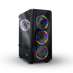 УЦЕНКА_Корпус BaseTech eXtreme GFX-04, Без БП, ATX, чёрный, 4xFRGB FAN, 2xUSB2, 1xUSB3, бок: закалённое стекло (RMA_BT-GFX-04-TG-4F-RGB) {замятие слотов расширения}