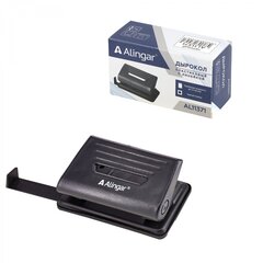 Дырокол Alingar 10л., пластиковый, с линейкой, черный