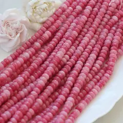 Тонированный кварц, розово‑малиновый микс, рондель, 8,5*5 мм, нить, К150