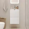 BelBagno UNO-MINI-400-2C-SO-BO База под раковину подвесная с фрезерованными ручками по всей длине фасада с двумя выкат. ящ., Bianco Opaco,400x395x608