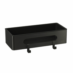 Lemark Shelf Line 9772044 Полка для душа прямая из нерж. стали с крючками, черный/вставка-пластик черный фото