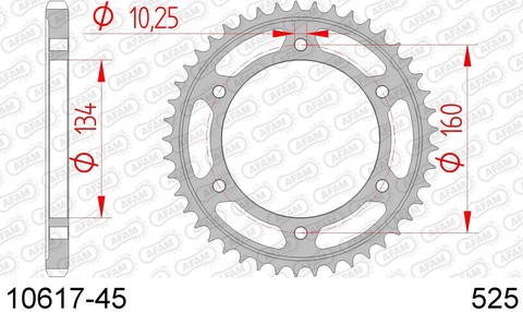 10617-45 звезда задняя HONDA CBR 1000, HONDA CBR 600 (ведомая) стальная, 525, AFAM (JTR1307.45)