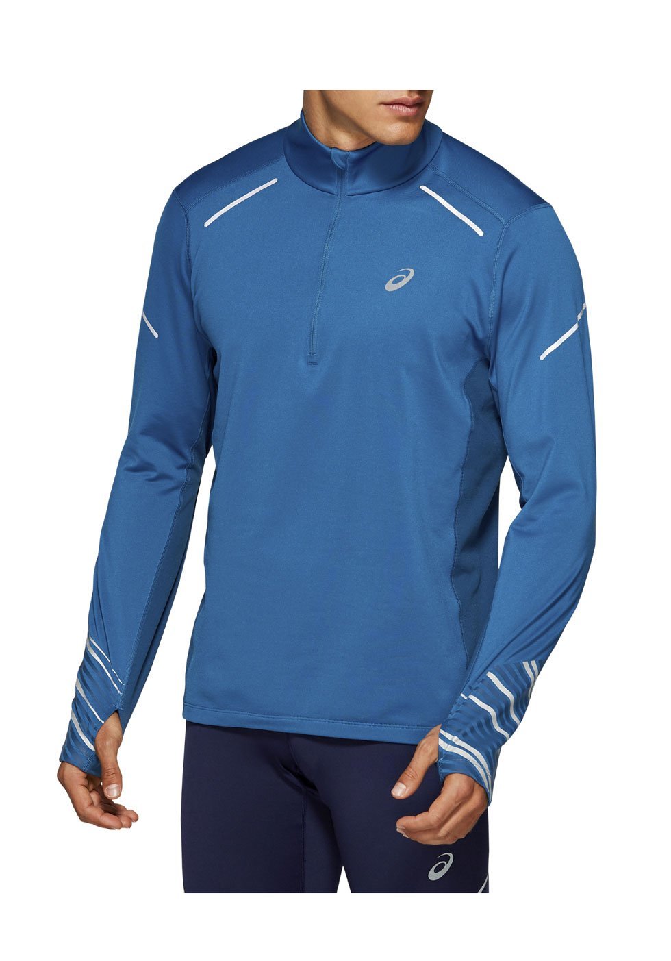 Asics Lite-show Winter 1/2 Zip Top рубашка для бега мужская синяя
