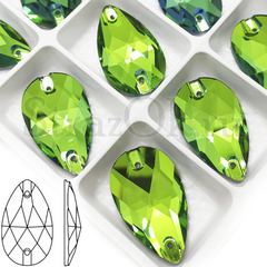 Стразы пришивные стеклянные Drop Peridot, Капля Перидот светло-зеленые оптом на StrazOK.ru