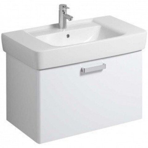 Geberit Renova Plan 879090000 Тумба под раковину, 78x46.3x47.2см, матовый белый / меламиновое покрытие, ультраглянцевые белые / пленочное покрытие
