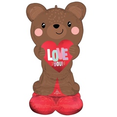 Шар А Фигура на подставке, Мишка с сердцем Love, 27