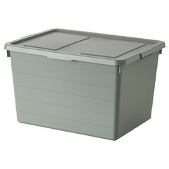 Коробка для хранения с крышкой IKEA SOCKERBIT (СОКЕРБИТ), Серо-зеленый, 38x51x30 см