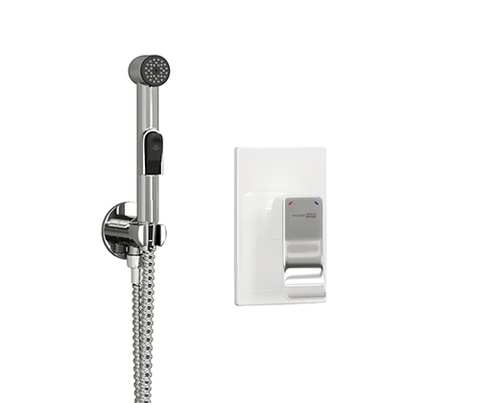WasserKRAFT A010657WHITE Встраиваемый комплект для биде со шлангом, цвет: хром, белый