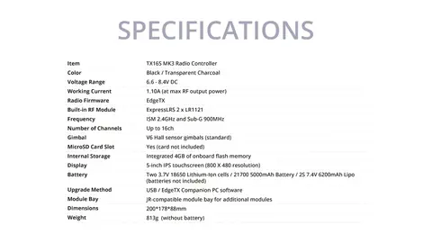 Аппаратура управления Radiomaster TX16S MK3 (ELRS / M2) FCC Black (Dual-band Gemini 2.4ГГц и Sub-G 900МГц)