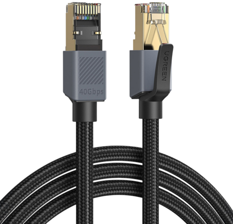 Кабель сетевой UGREEN NW343 (85731) Cat8 F/FTP Ethernet Cable,  5м,  черно-серый